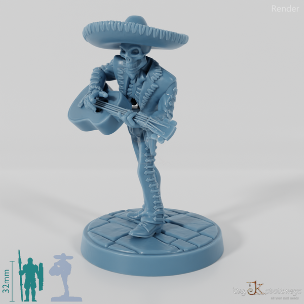 Skelettierter Mariachi-Musikant 01