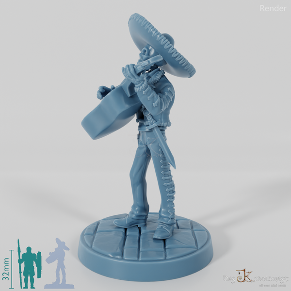 Skelettierter Mariachi-Musikant 02