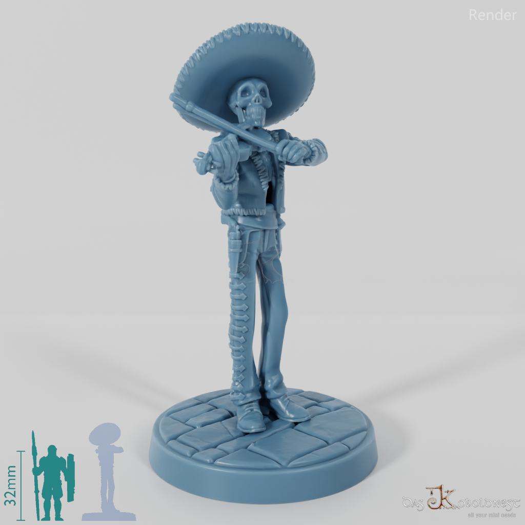 Skelettierter Mariachi-Musikant 03