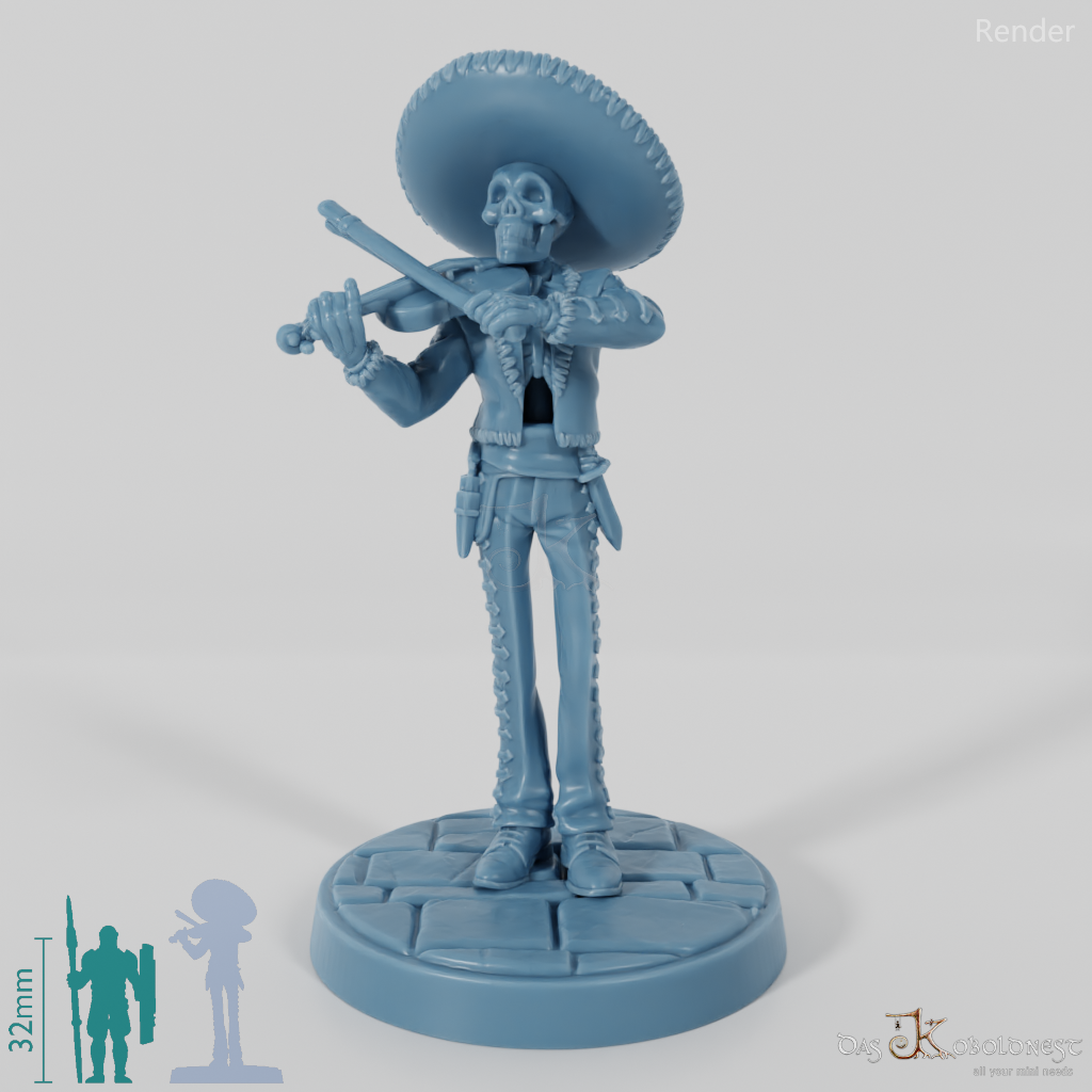 Skelettierter Mariachi-Musikant 03