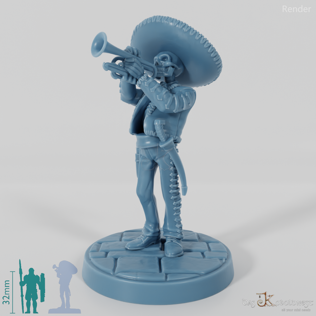 Skelettierter Mariachi-Musikant 04