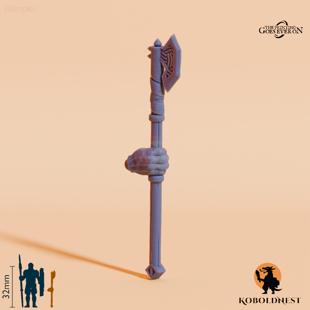 Minenzwerg-Kriegsaxt E mit Hand