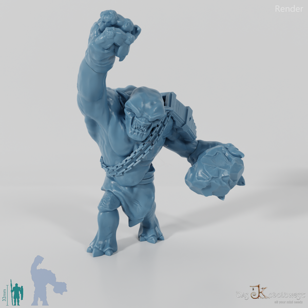 Höhlentroll mit Felsbrocken