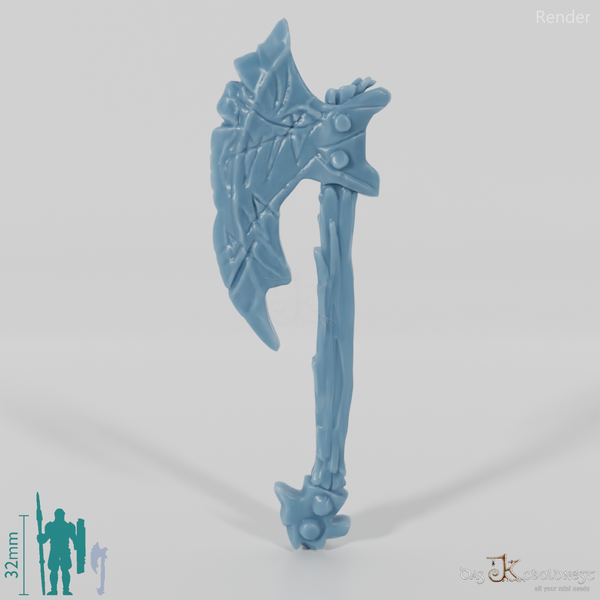 Grobschlächtige Einhandaxt mit schartigem Blatt