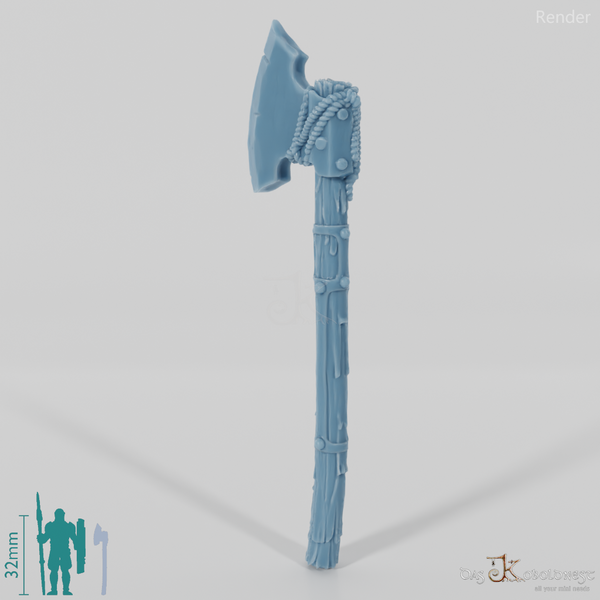 Zweihandaxt mit metallverstärktem Schaft