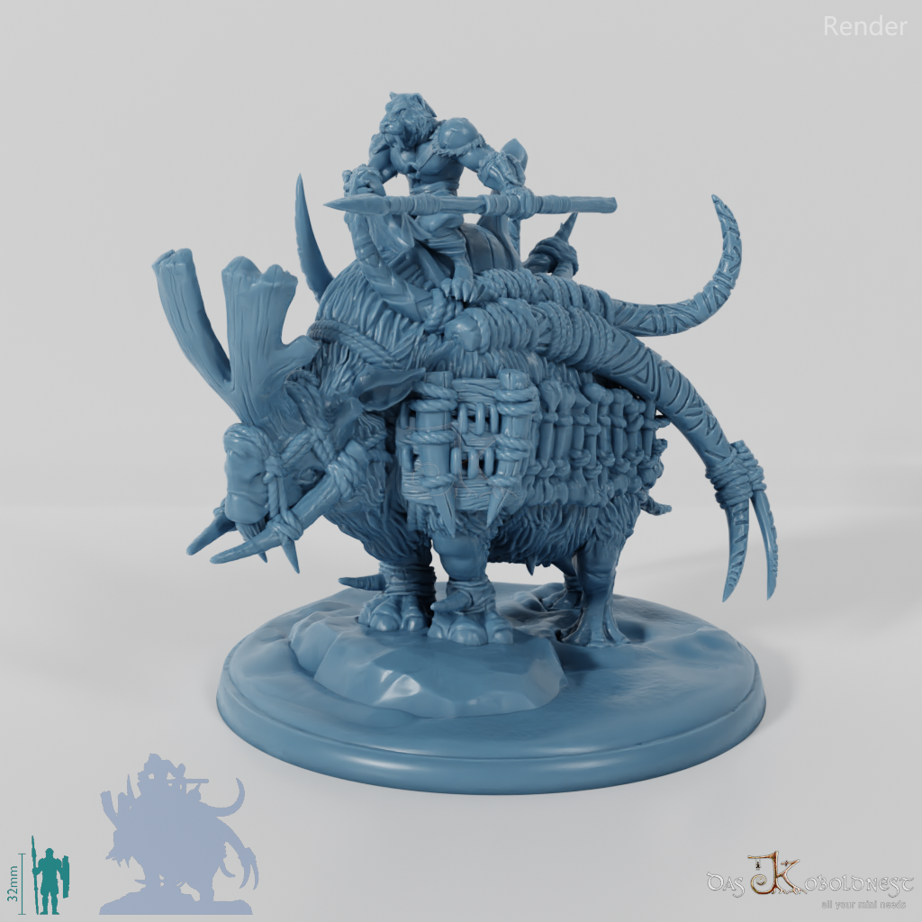 Gerüstetes Rhinodon 01 mit Reiter