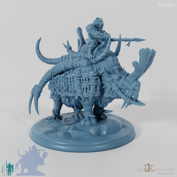 Gerüstetes Rhinodon 01 mit Reiter