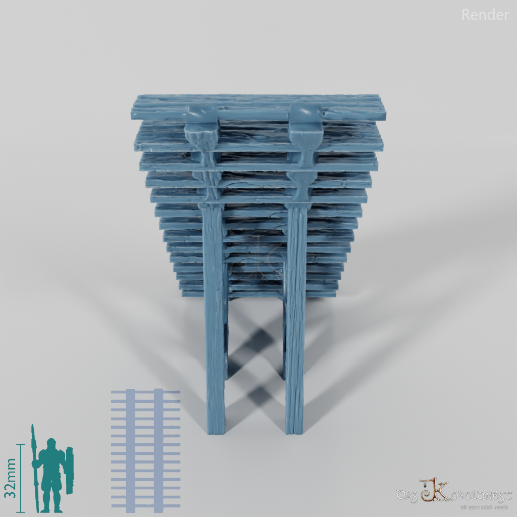 Mittelalterliche Stadt - Holztreppe, Flach