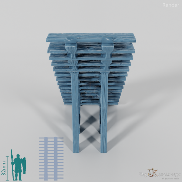 Mittelalterliche Stadt - Holztreppe, Flach