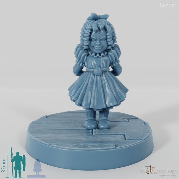 Animierte Spielzeugpuppe mit Schere