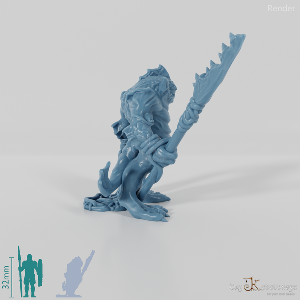 Fischvolk-Krieger mit Speer und Netz