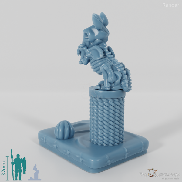 Skelettkatze mit Kratzbaum 01