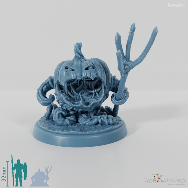 Kürbissoldat mit Mistgabel