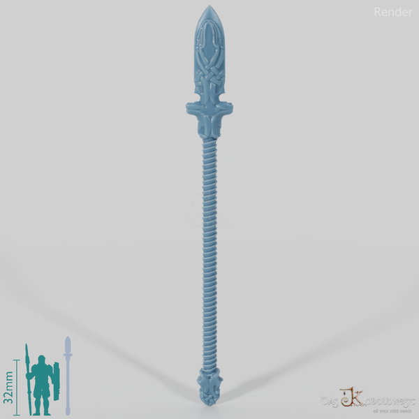 Speer mit verzierter Klinge