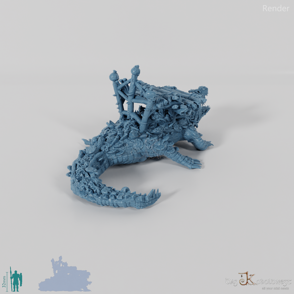 Krokodil - Uraltes Sumpfkrokodil mit Transportplattform