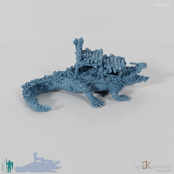 Krokodil - Uraltes Sumpfkrokodil mit Transportplattform