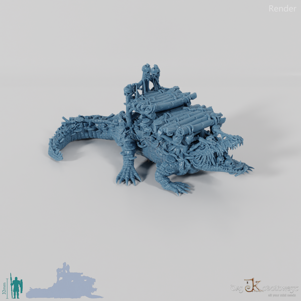 Krokodil - Uraltes Sumpfkrokodil mit Transportplattform