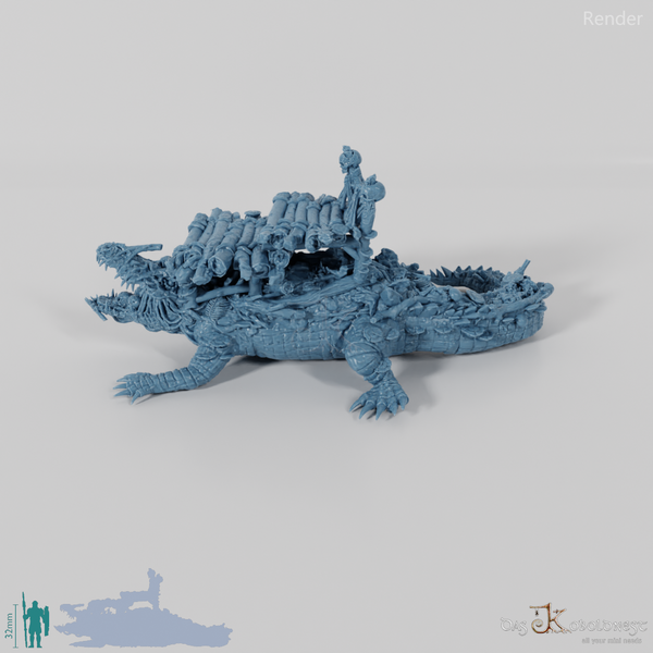 Krokodil - Uraltes Sumpfkrokodil mit Transportplattform