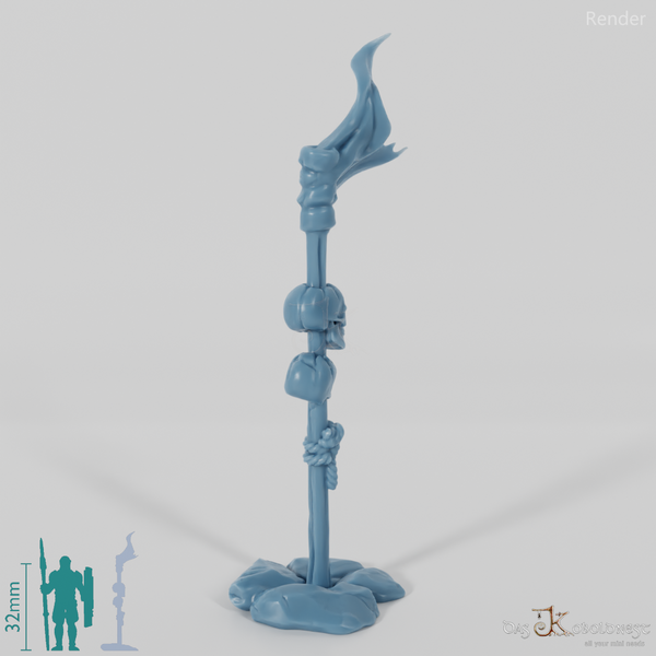 Fackel - Brennende Standfackel mit Schädeln 02