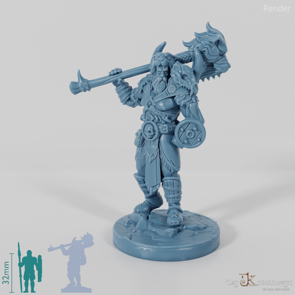 Vaultamir, Stoischer Barbar mit Hammer (Pose 1)