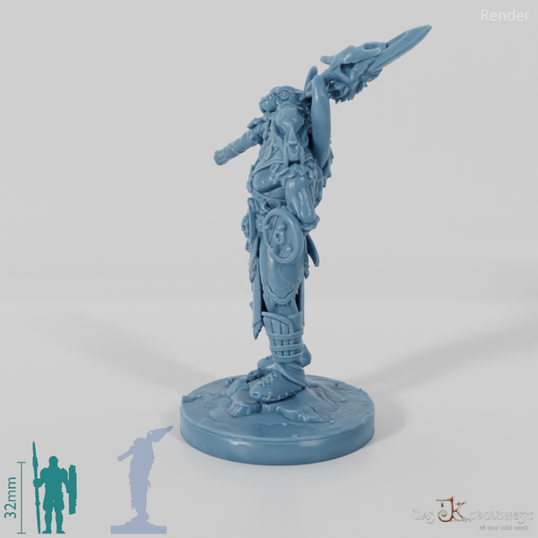 Vaultamir, Stoischer Barbar mit Speer (Pose 1)