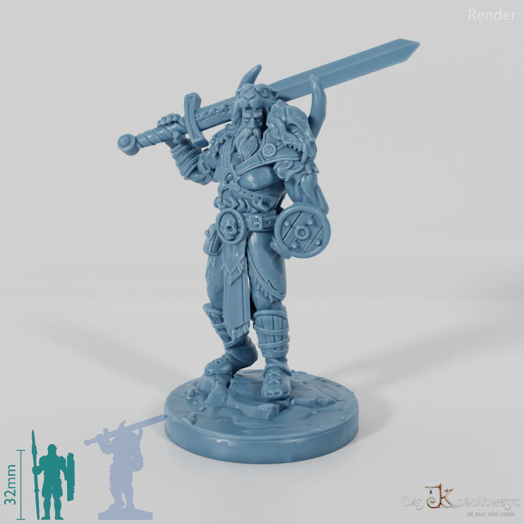 Vaultamir, Stoischer Barbar mit Schwert (Pose 1)