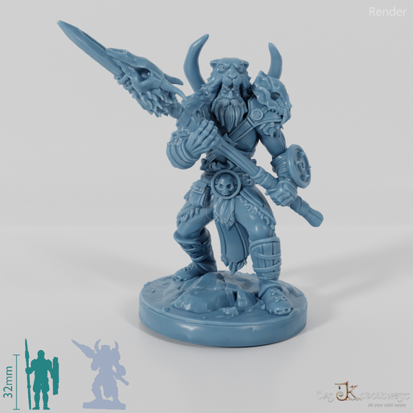 Vaultamir, Stoischer Barbar mit Speer (Pose 2)