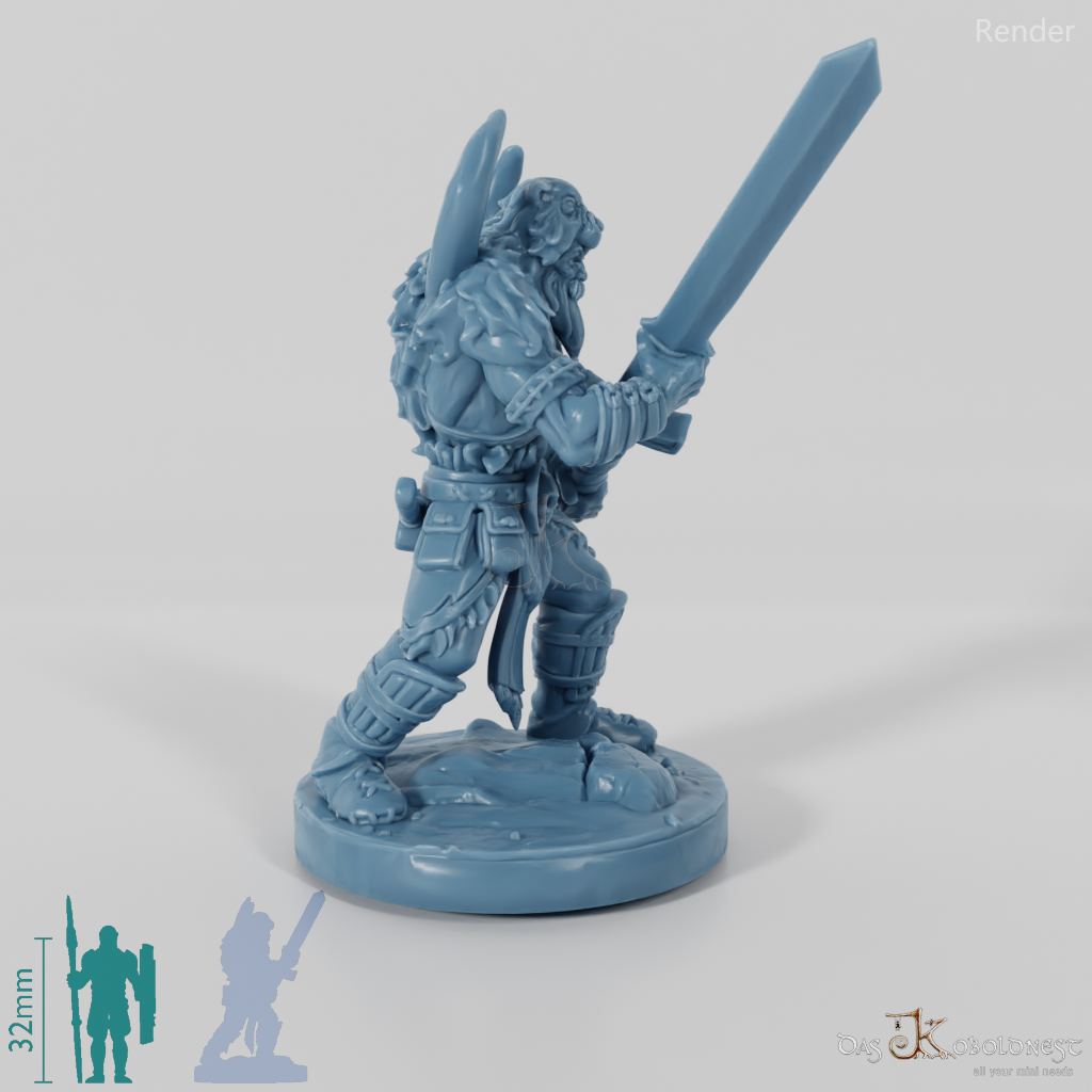 Vaultamir, Stoischer Barbar mit Schwert (Pose 2)