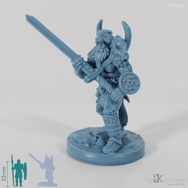 Vaultamir, Stoischer Barbar mit Schwert (Pose 2)