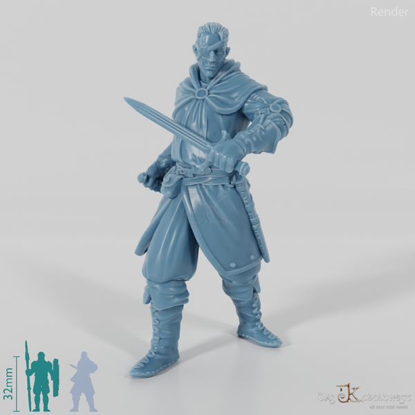 Tapferer Krieger mit Kurzschwertern