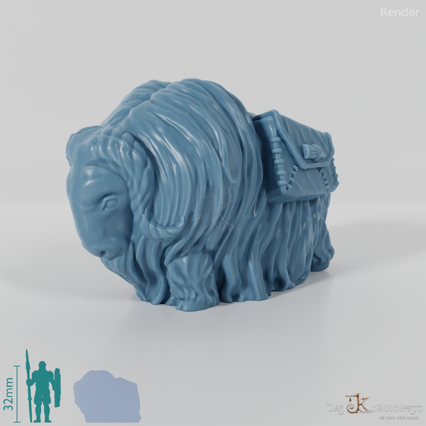 Rind - Moschusochse mit Packtaschen