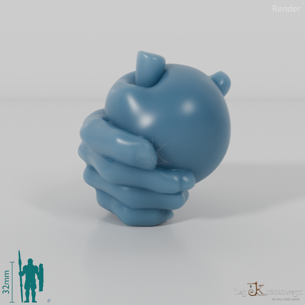 Halbling-Hand mit Apfel