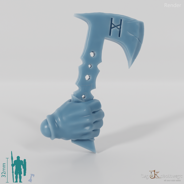 Zwergisches Wurfbeil mit Hand