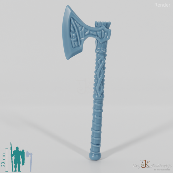 Zweihandaxt mit lederumwickeltem Griff