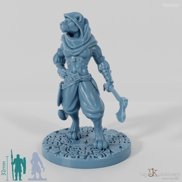 Taja, Katzenvolk-Abenteurerin mit Axt