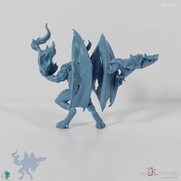 Balor mit Axt und Feuerball