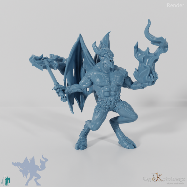 Balor mit Axt und Feuerball