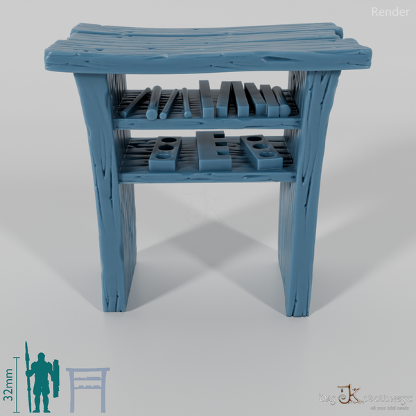 Bootsbauerei - Holzregal mit Einzelteilen