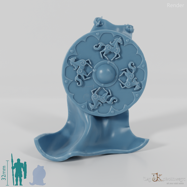 Reitervolk-Umhang mit verziertem Schild