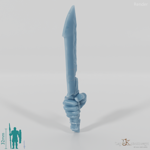 Ork-Dolch A mit Hand (Klinge oben)