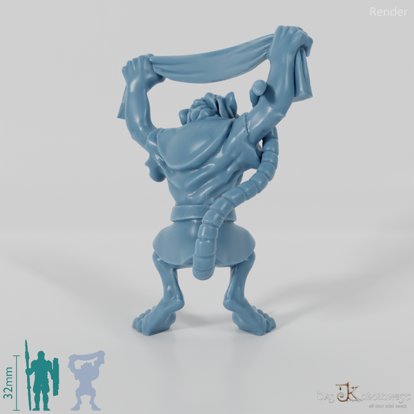 Jubelnder Rattenmensch mit Banner