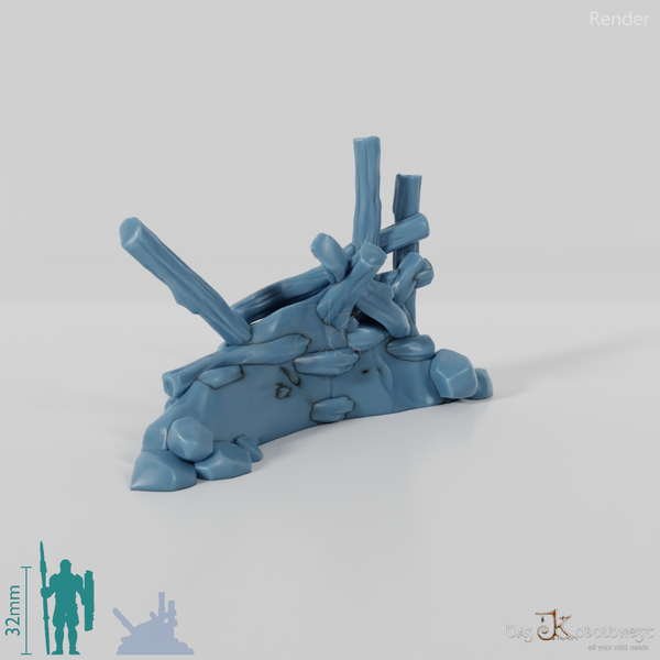 Archaisches, zerbrochenes Palisadenstück