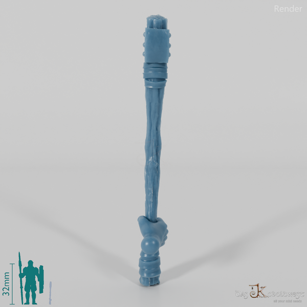 Halbling-Streitaxt, unten gegriffen mit Hand