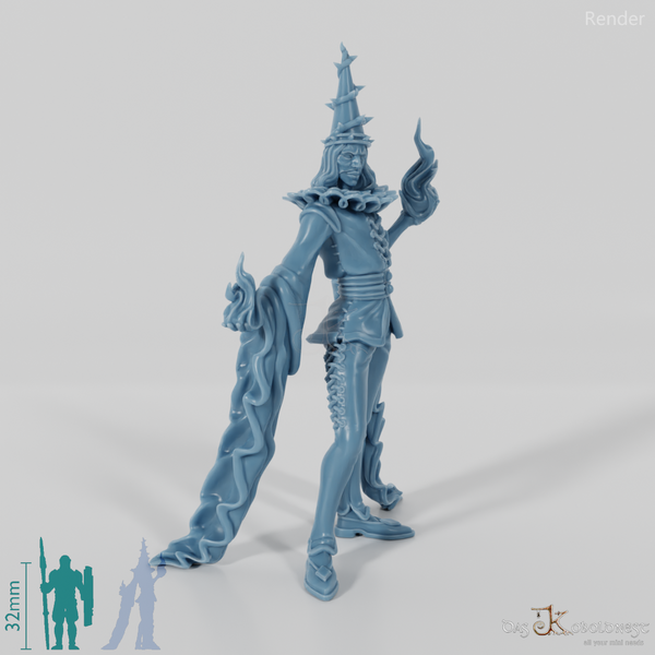 Harlekin mit Feuerbällen