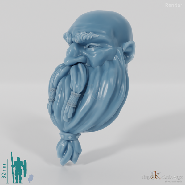 Zwergenkopf - Männlich mit Glatze und langem Bart