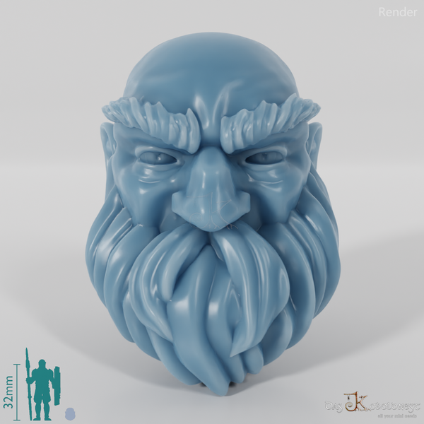 Zwergenkopf - Männlich mit Glatze und kurzem Bart