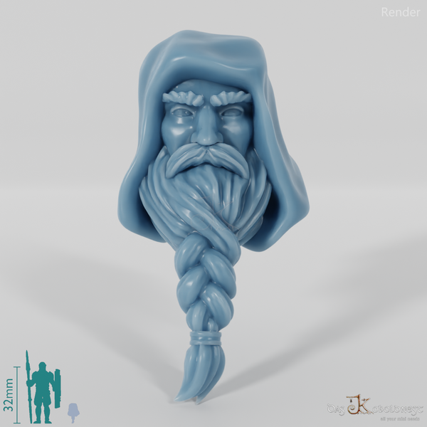 Reitervolk-Kopf - Männlich mit geflochtenem Bart 3