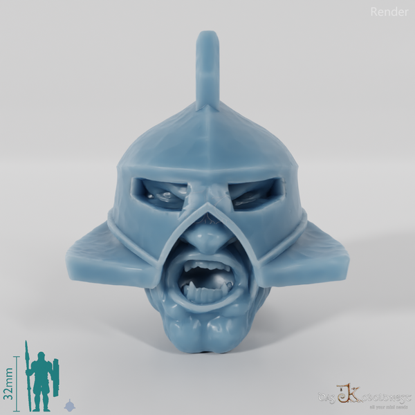 Halbork-Kopf mit Helm B, schreiend