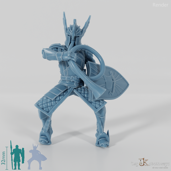 Schwingenritter der Lehnsgüter - Hornbläser 01 in Reitpose