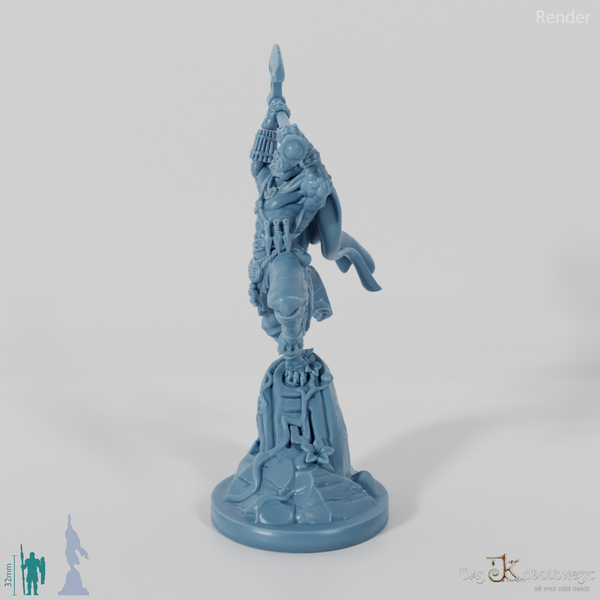 Koa, Echsenvolk Kampfmeister mit Axt (Pose 2)